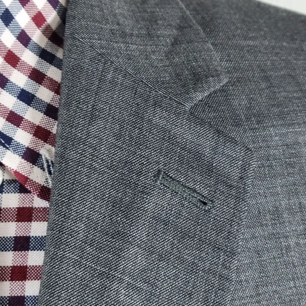 Lauren Ralph Lauren Men's Sport Coat Blazer Gray Natural Wool‎ Stretch Size 46L